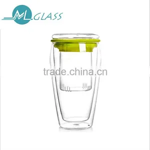 Portable Double Wall Glass Tea Infuser Bottle With Tea Strainer thumbnail-4