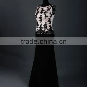 RSE670 Boat Neckline Champagne And Black Two Piece Mother Of The Bride Lace Dresses thumbnail-2