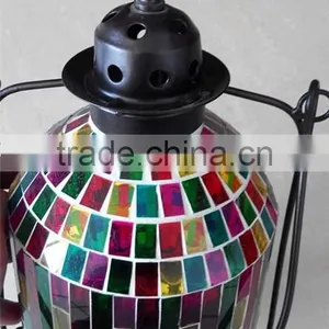 White Glass Mosaic Lantern ,Hanging Candle Lantern,ZIbo,Shandong thumbnail-2