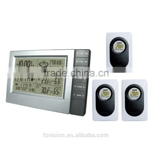 Best Selling Weather Station With Digital Alarm Clock Indoor/Outdoor Thermometer Hygrometer 3 Transmitter thumbnail-1