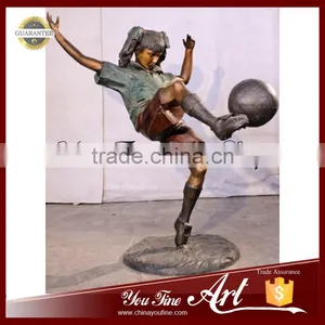 Life Size Girl Bronze Football Sports Sculptures thumbnail-3