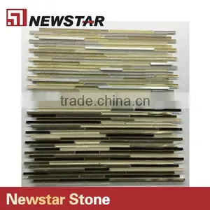 Newstar Coloured Gold Color Glass Mosaic Tile Art Backsplash For Kitchen thumbnail-2