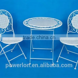 Garden Folding Furniture Antique White Wrought Iron Patio Set thumbnail-1