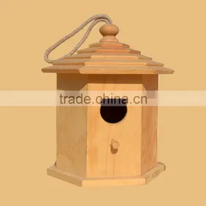 Wooden Bird House With Water Hyacinth Roof thumbnail-1