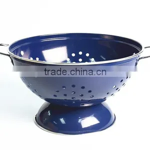 Round Shape Blue Stainless Steel Fruit Basket Fruit Bowl thumbnail-2