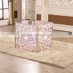 Stainless Steel Frame Square Table With LED Light for Wedding Party thumbnail-3