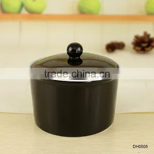 Factory Wholesale New Ideas Novelty Black Ceramic Casserole Stew Pot With Lid thumbnail-1