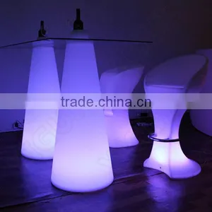 Round Cocktail Led Bar Table and Chairs With Stainless Steel Leg thumbnail-2