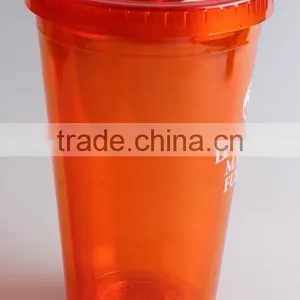 RED Double Wall 16oz Plastic Tumbler With Lid and Straw thumbnail-6