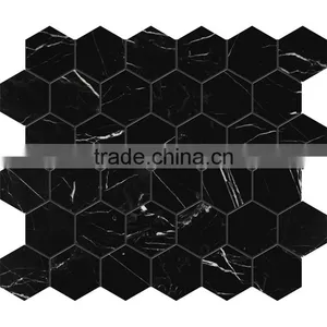 MM-CV234 Beautiful Interior Decoration Natural Stone Hexagonal Black Mosaics Tile thumbnail-1