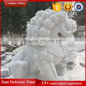 Outside Decoration Carved White Marble Foo Dogs Statue thumbnail-4