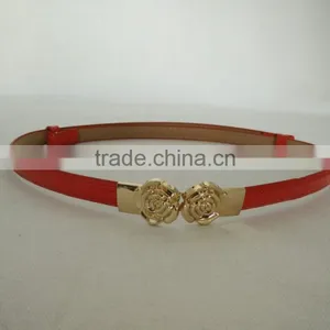 Wholesale Colourful Flower Pattern Buckle Sex Women Lady Thin PU Waist Belt thumbnail-6