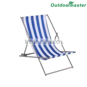 Patio Blue Stripe Beach Steel Folding Sling Chair thumbnail-1