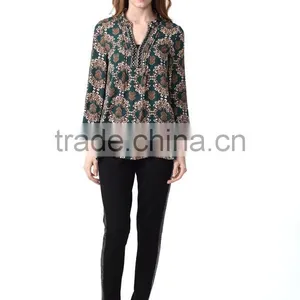 High Quality Fashion Long Sleeve Embellished Blouse for Women thumbnail-2