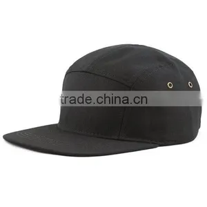 Black Wool Blend 5 Panel Hat and Cap Nylon Strap thumbnail-2