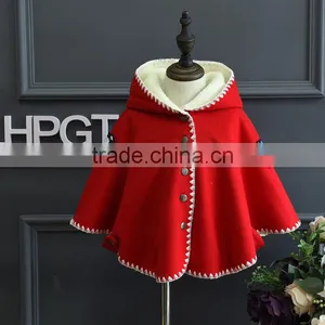 HOT Bulk Wholesale Kids Clothing Girls Christmas Cotton Windproof Poncho With Cartoon Labelling thumbnail-1