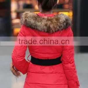 BHN9820 Stocklot Garments Long Down Black Jacket Fur Collar New Fashion Dress thumbnail-1