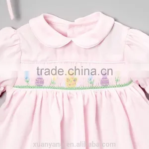 Spring and Summer Cute Pink Newborn Baby Clothes Persnickety Outfits Ruffle Smocked Children Clothing Wholesale thumbnail-2