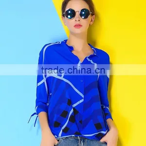 2015 HOYUGO Women Fashion Casual Blouse Designs, Smart Casual Wear Blouse, Silk Casual Blouse for Fat Woman. thumbnail-1