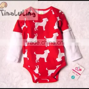 Merry Christmas Baby Girls Long Sleeve One Piece Animal Rompers Organic Cotton Bodysuits thumbnail-1