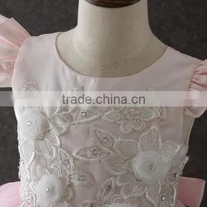 High Quality Boutique Girl Clothing Embroidery Flower Elegant Pink Fluffy Tulle Sleeveless Party Dresses Shiny Performance Dress thumbnail-4