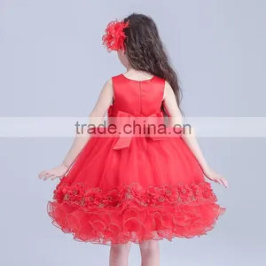 2017 Latest Dress Designs in Pakistan Made in China Dance Frock Red Rhinestone Dresses thumbnail-2