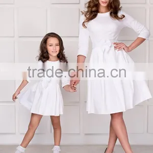 Highe Quality Mother Daughter Matching Dress White Occasion Dresses For Mommy And Me thumbnail-5