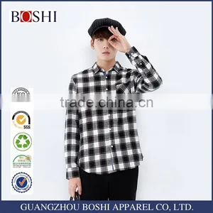 2015 New Fancy One Pocket Men Casual Check Fannel Leisure Shirt thumbnail-1