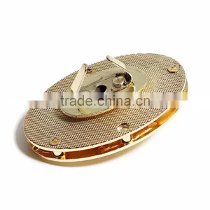 Zinc Based Alloy Purse Twist Turn Lock Gold Plated 55mm(2 1/8") x 36mm(1 3/8"), 1 Set thumbnail-3
