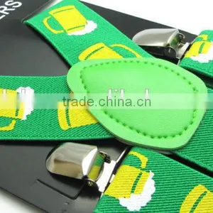 Women's/Men's Adjustable Clip-on Unisex 3.5cm Suspenders Green Yellow Deutsch Wein Und Bier-Festivals 2016 thumbnail-2