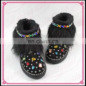 Aidocrystal 2017 New Design Fashion Women Winter Warm Ankle Rhinestone Snow Boots With Fur thumbnail-4