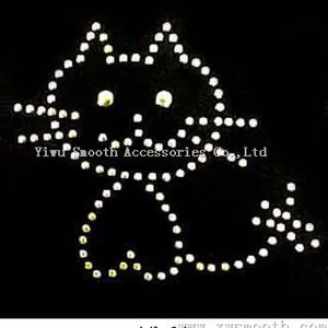Wholesale Fashion Design Repair Kitten Diamond Rhinestone Iron on Transfer thumbnail-1