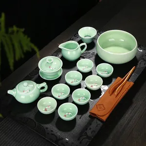 Dark Green Kung fu Tea Set. thumbnail-2