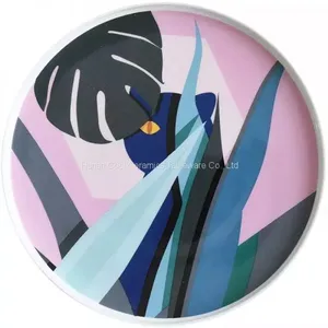 Wholesale Dinnerware Round Different Pattern Custom Logo Moroccan Ceramic Plate for Gift thumbnail-1