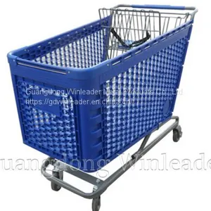 YLD-PT272-1FB Plastic Shopping Cart Plastic Shopping Trolleys Plastic Rack Type Shopping Cart Factory thumbnail-1
