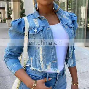 Women Short Denim Jackets Autumn Female Holes Coat Plus Size Casual Street Hollow-Out Jean Outerwears thumbnail-1