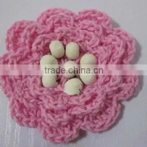 Crochet Flower Handmade With Wood Bead thumbnail-1