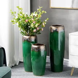 Simple Modern European Style Green Blue Different Size Ceramic Vase For Hotel Decor thumbnail-2