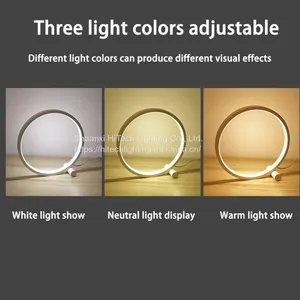 LED Bedside Table Lamp For Bedroom Living Room Circular Acrylic Home Decoration Desk Lamp For Reading Dimmable LED Night Light thumbnail-2