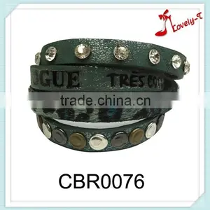 Wholesale Ladies Multi Strand Cord Sexy Leopard Letter Fashion Rhinestone Bangle Bracelet ,adjustable Leather Wrap Bracelet thumbnail-2