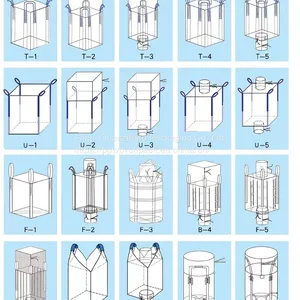 Top Skirt Flat Bottom 500 Kg 1000 Kg 1 Ton PP Woven Industry Big Bags Bulk Jumbo FIBC Ton Bag thumbnail-1