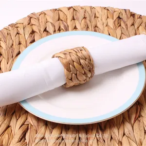 Vintage Party Decor Water Hyacinth Napkin Buckle Handcraft Woven Napkin Ring thumbnail-2