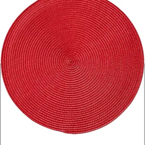 4 Pack Red Round Place Mats Pot Holders Wicker Tablemats Boho Braided Heat Resistant Mats, Plate Chargers for Table thumbnail-2