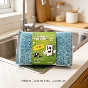 Multicolor Microfiber Sponge Household Pot Pan Washing Scourer thumbnail-3