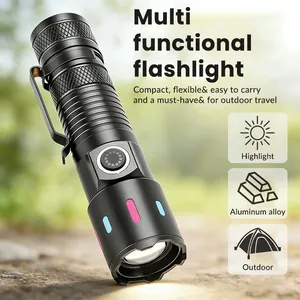 Wholesale Mini EDC White Laser Flashlight Dual Power Compatible 600M Range Telescopic Zoom Pocket Torch With Glow Strips thumbnail-2