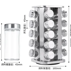 Rotating Glass Spice Jar Set With Stand thumbnail-3