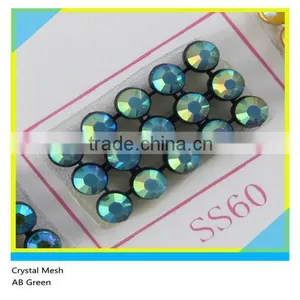 Hotfix Aluminum Rhinestone Mesh Black Base AB Green Rhinstone 44*120cm thumbnail-1