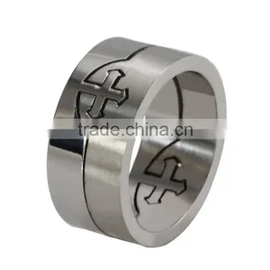 Two Tone Stainless Steel Rotating Ring With Lords Prayer and Cross Design Sizes 7 to 13 thumbnail-1
