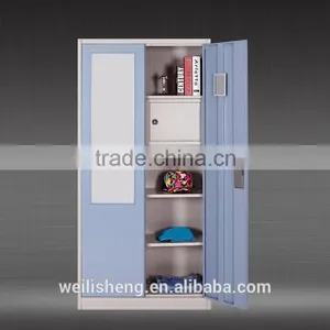 High Quality Double Swing Door Steel Wardrobe With Mirror thumbnail-3