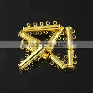JF1263 Gold Plated 2 3 4 5 Strands Tube Slide Lock Clasps,necklace Clasps Metal Slide Clasps thumbnail-1